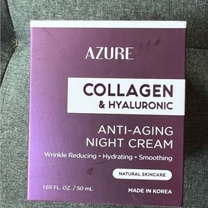 AZURE Collagen & Hyaluronic Anti-Aging NightCream 1.69 Oz. Natural Skincare